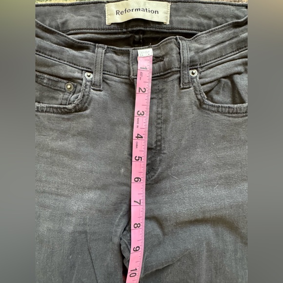 Reformation Flood & Flare Jeans Womens 24 Kick Boot Suez Black Wash Raw Hem - Picture 5 of 8